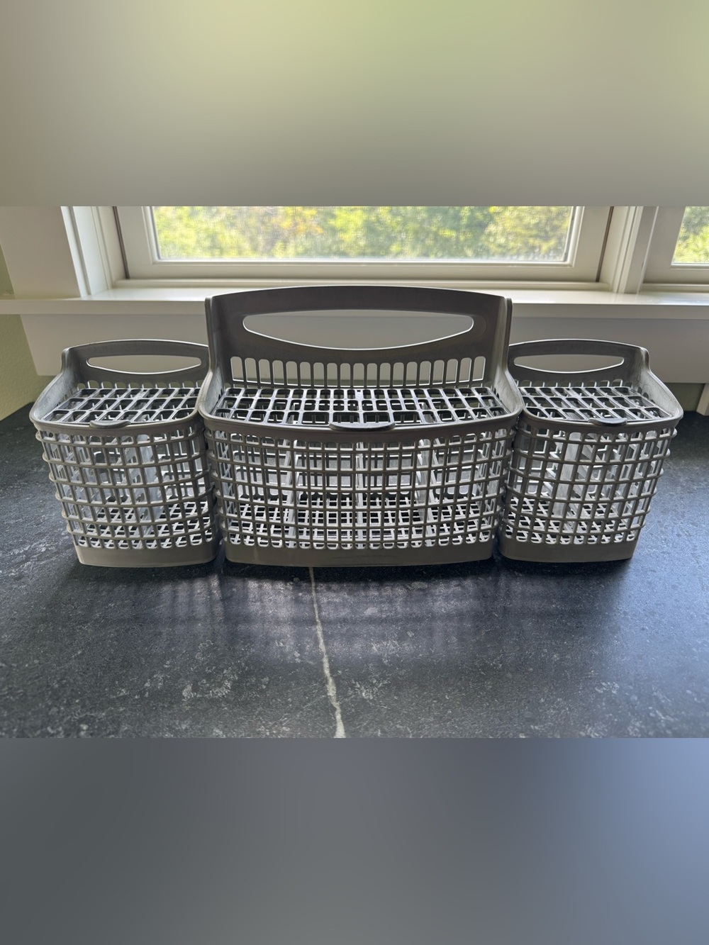 Dishwasher silverware replacement tray utensil holder basket with cover gray